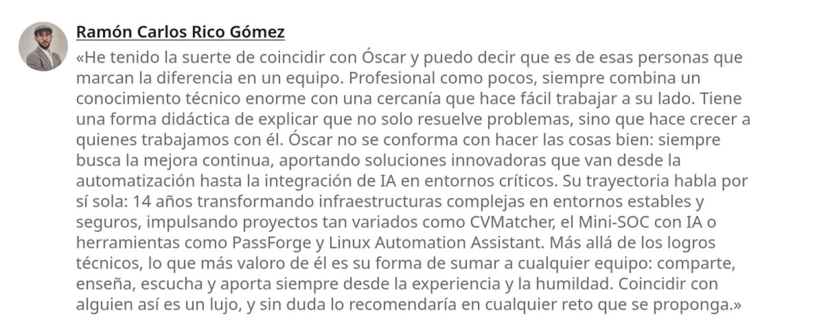 Recomendación de LinkedIn 2